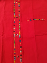 Load image into Gallery viewer, Manta orange and stripe short sleeve Mens - Guayabera naranja manga corta decorada.