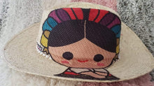 Load image into Gallery viewer, Palm hand made, hand painted Maria Hat- Sombrero de Palma con Maria pintado a mano.