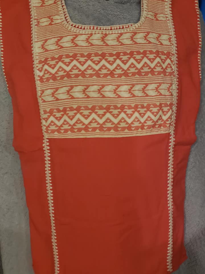 Orange sleeveless Blouse - Blusa de manta Naranja sin Manga