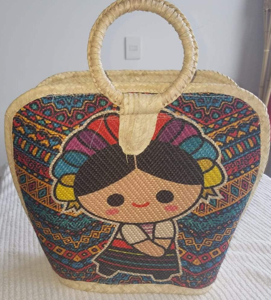 Large doll open hand bag - Bolso grande con muñequita grande