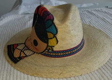 Load image into Gallery viewer, Palm hand made, hand painted Maria Hat- Sombrero de Palma con Maria pintado a mano.
