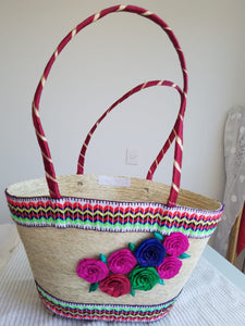 Large flowers hand bag and hat combo - Bolso grande de flores y sombrero