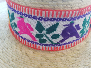 Palm Hand made 5 flowers Hat- Sombrero de Palma con 5 flores.