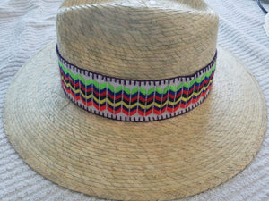 Palm Hand made 5 flowers Hat- Sombrero de Palma con 5 flores.