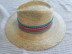 Palm Hand made 5 flowers Hat- Sombrero de Palma con 5 flores.